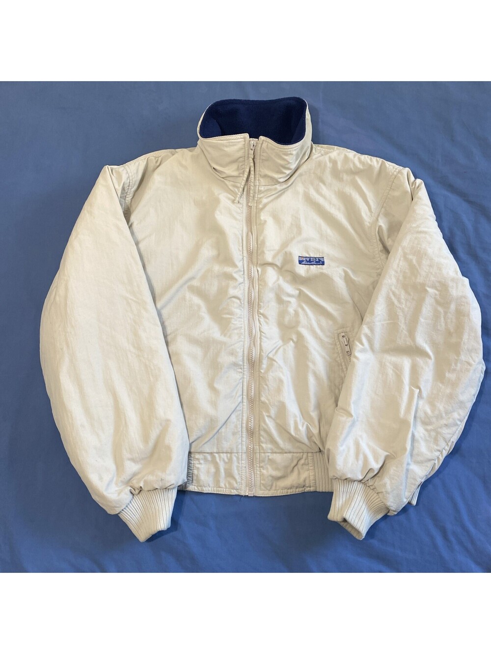 VTG Eddie Bauer Jacket Mens XL Cream Bomber Fleece Lined Made In USA 90s